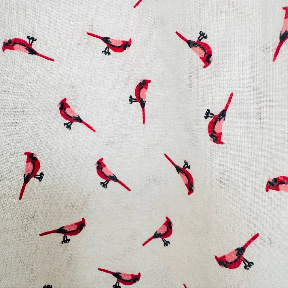 Gap White and Red Cardinal Bird Print Button Down Blouse - Picture 3 of 6